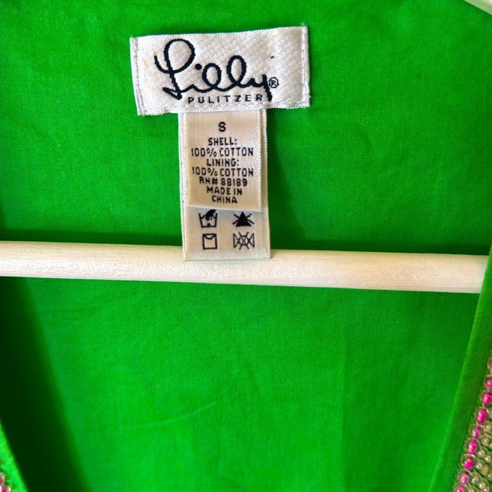 Lily Pulitzer Green shell Embroidered Women's kimono coverup shirt jacket XS - Picture 3 of 8